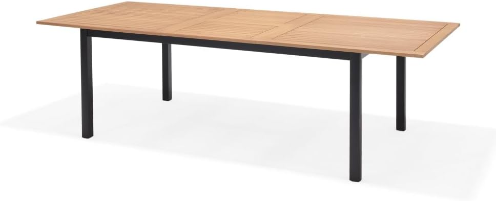 Mesa de jantar, Primaster, Gartentisch, 100 cm, 180 × 100 cm, com portas, alumínio, madeira, Holz / Preto, para uso diário