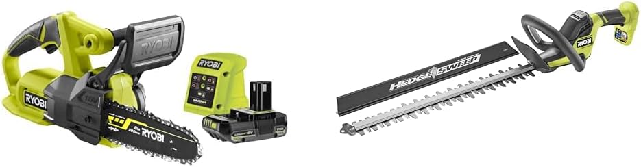 RYOBI, Motosserra, RY18CS20A-125, 18 V, 50 cm, 2,5 Ah, 1,5 A, sem bateria, madeira, Verde / Preto, para utilização no exterior