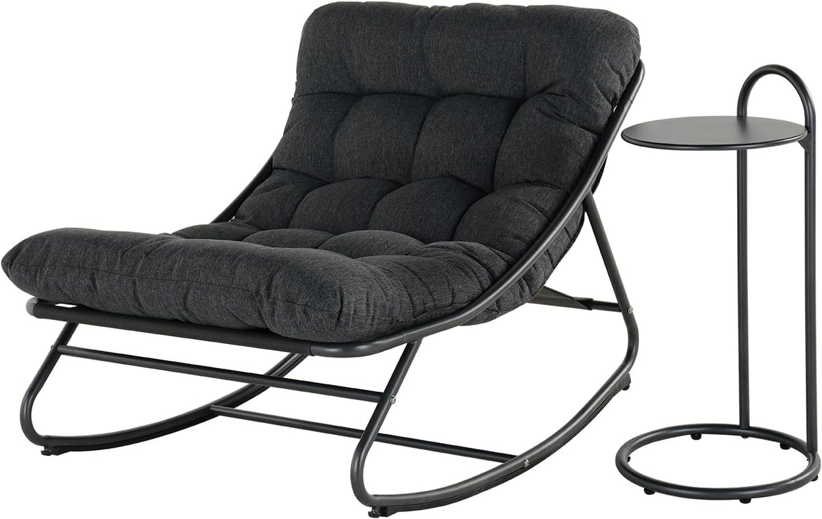 Mesa de apoio, Grand patio, schaukelstuhl, 150 kg, aço, algodão, PretoCinzento, para uso diário