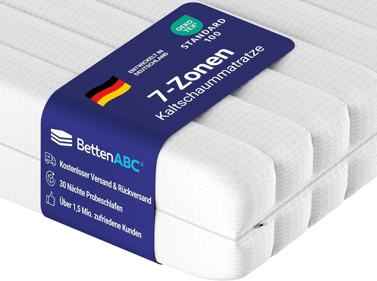 Colchão, Betten-ABC, KSP-500, 140 × 200 cm, 120 kg, 140 × 200 × 16cm, regulável, poliéster, Branco, para o quarto