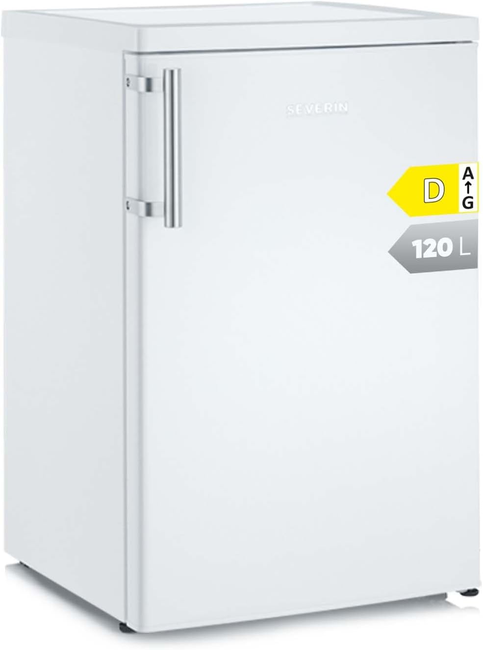 Frigorífico combinado, SEVERIN, Vollraumk, 41 dB, 120 L, classe energética D, classe energética C, altura regulável, regulável, aço inoxidável, aço
