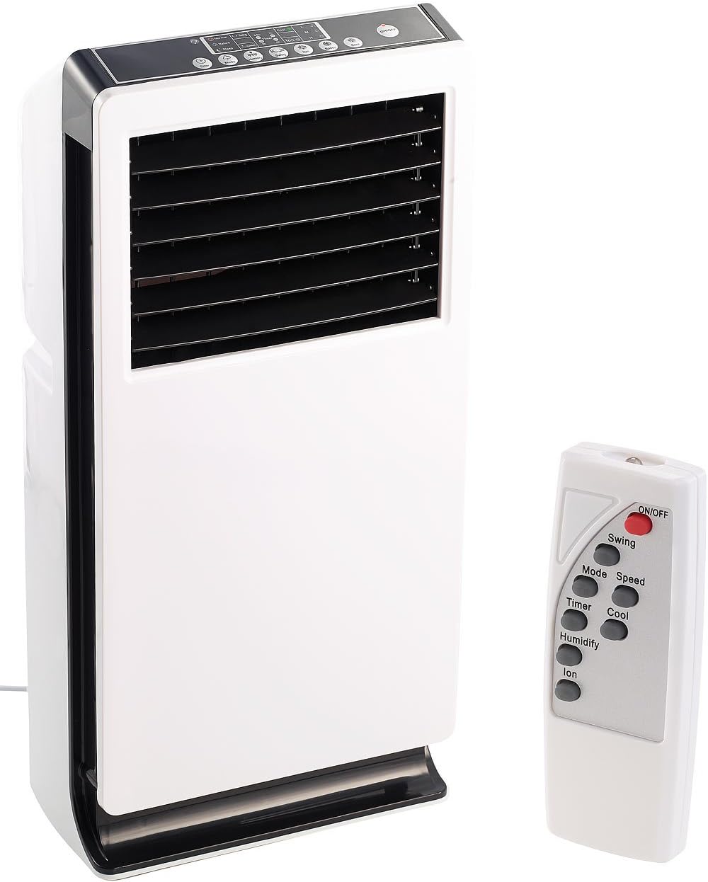 Ar condicionado portátil, Sichler Haushaltsgeräte, 2,25l, 65 W, 170 ml, 20 cm, com comando à distância, com temporizador, Branco / Preto