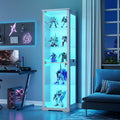 Vitrine, Lvifur, Glasvitrine, 180cm, 40 × 50 × 180cm, com iluminação LED, com portas, Branco, para uso diário