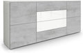 Aparador, Vladon, Sideboard, 35 cm, 166 × 72 × 35 cm, com gavetas, com portas, painel de madeira, Branco / Beton Oxid, para uso diário