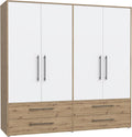 Roupeiro, Forte, Jupiter, 206 cm, 59 cm, 200 cm, 20 kg, regulável, com gavetas, com portas, madeira, plástico, Branco / HellCastanho, para o quarto