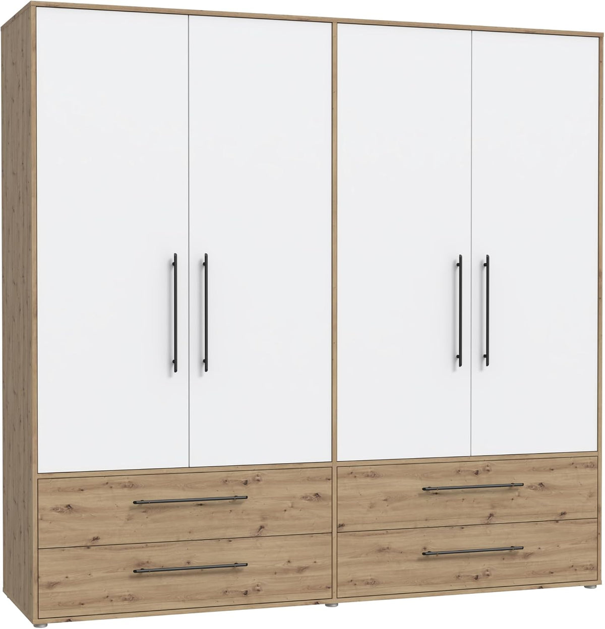 Roupeiro, Forte, Jupiter, 206 cm, 59 cm, 200 cm, 20 kg, regulável, com gavetas, com portas, madeira, plástico, Branco / HellCastanho, para o quarto