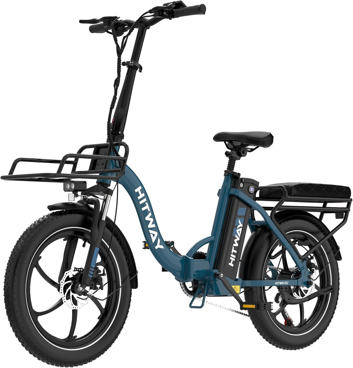 Bicicleta, HITWAY, 250W, 20 ', 36 V, 15,6 Ah, dobrável, resistente à água, com controlo por aplicação, alumínio, Azul / Preto, para uso diário
