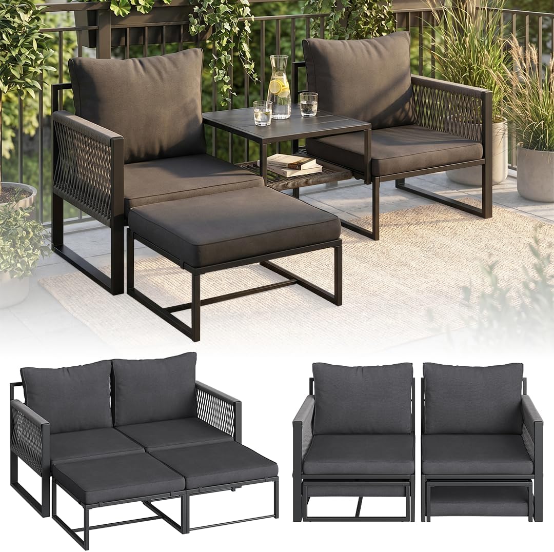 Conjunto de mobiliário de jardim, STEELSØN, Tyranis, 9 cm, 10 cm, metal, Preto, para utilização no exterior