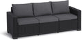 Sofá, Allibert, Amazon, 43,5cm, 110kg, 199cm, 27,4kg, 52cm, ratã, poliéster, Antracite / Preto, para a sala