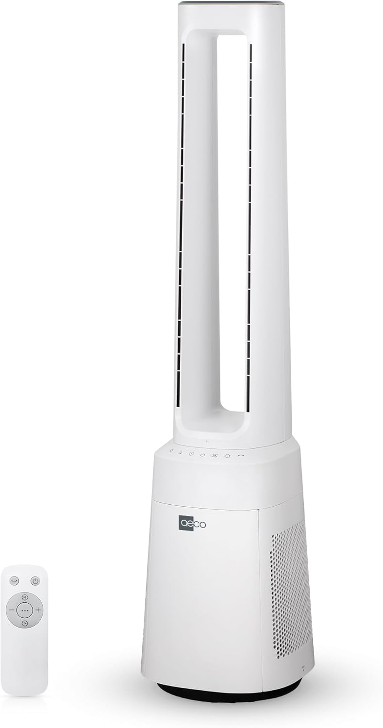 Ventoinha de torre, aeco, AirX, 36 W, com comando à distância, com temporizador, Branco, para uso diário