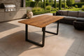 Mesa de jantar, SAM, Gartentisch, 90 cm, 180 × 90 cm, com portas, madeira, metal, Castanho / Preto, para uso diário