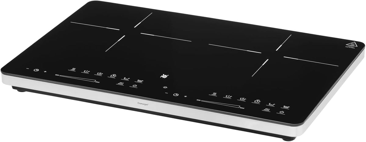 Placa de cozinha, WMF, Kult, 28 cm, 3500 W, 8 níveis, 4,8 cm, com temporizador, Preto / Prateado, para a cozinha