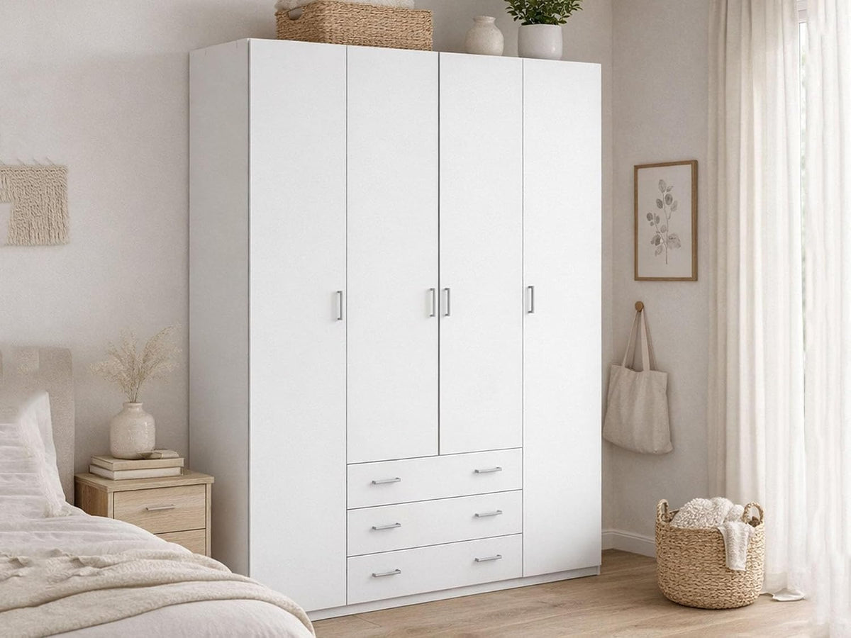 Roupeiro, Dmora, com gavetas, com portas, Branco, para o quarto