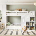 Cama, Dolamaní, Etagenbett, 90 × 200 cm, com prateleiras, madeira, Branco, para o quarto
