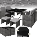 Conjunto de mobiliário de jardim, tectake, Lounge, com portas, ratã, Cinzento / Preto, para utilização no exterior