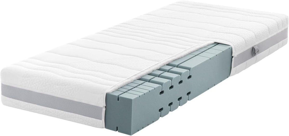 Colchão, Ravensberger Matratzen, Komfort-MED, 120 kg, 200 cm, 90 × 200 cm, 7 cm, Branco / Cinzento, para o quarto