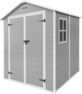 Abrigo de jardim, ECD Germany, Gartenhaus, 151 × 182 × 220 cm, com rodas, madeira, plástico, HellCinzento / Branco, para utilização no exterior