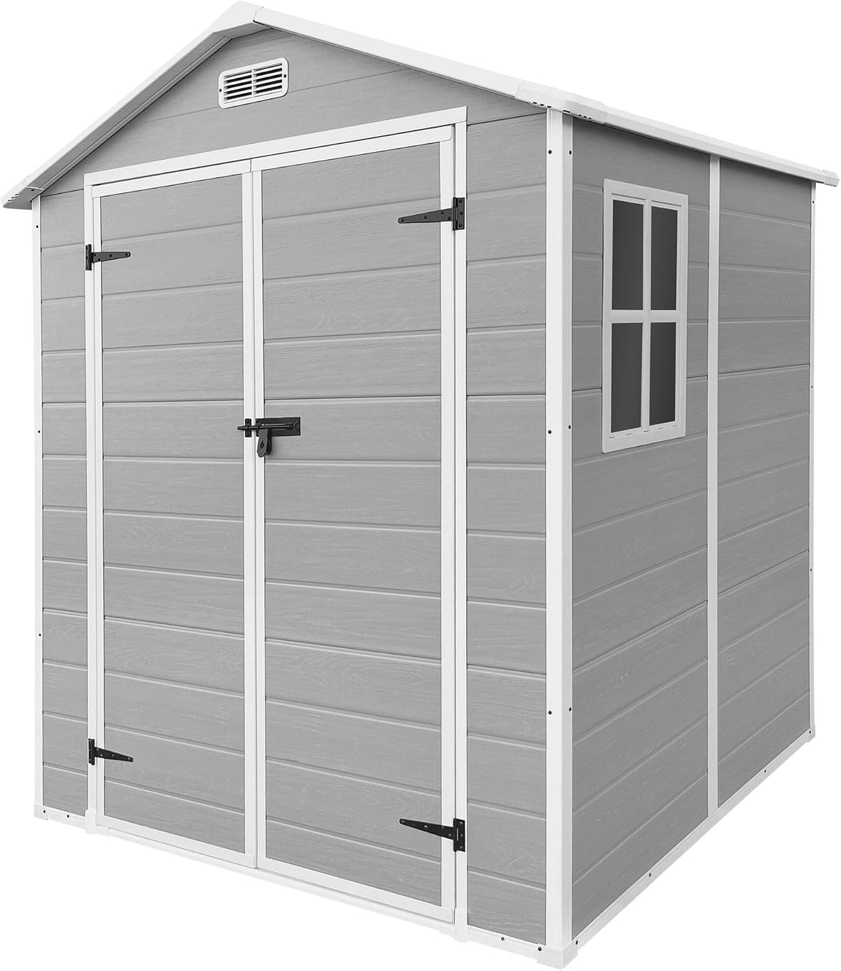 Abrigo de jardim, ECD Germany, Gartenhaus, 151 × 182 × 220 cm, com rodas, madeira, plástico, HellCinzento / Branco, para utilização no exterior