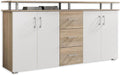 Armário de arrumação, Stella Trading, Highboard, 38 cm, 178 × 90 × 38 cm, com gavetas, com prateleiras, com portas, Branco / Eiche, para uso diário