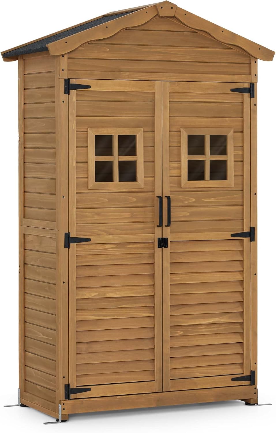 Abrigo de jardim, M MCombo, Gartenschrank, 180 cm, 57 × 109 × 180 cm, 15 kg, 44 × 88 × 166 cm, altura regulável, regulável, madeira, Castanho