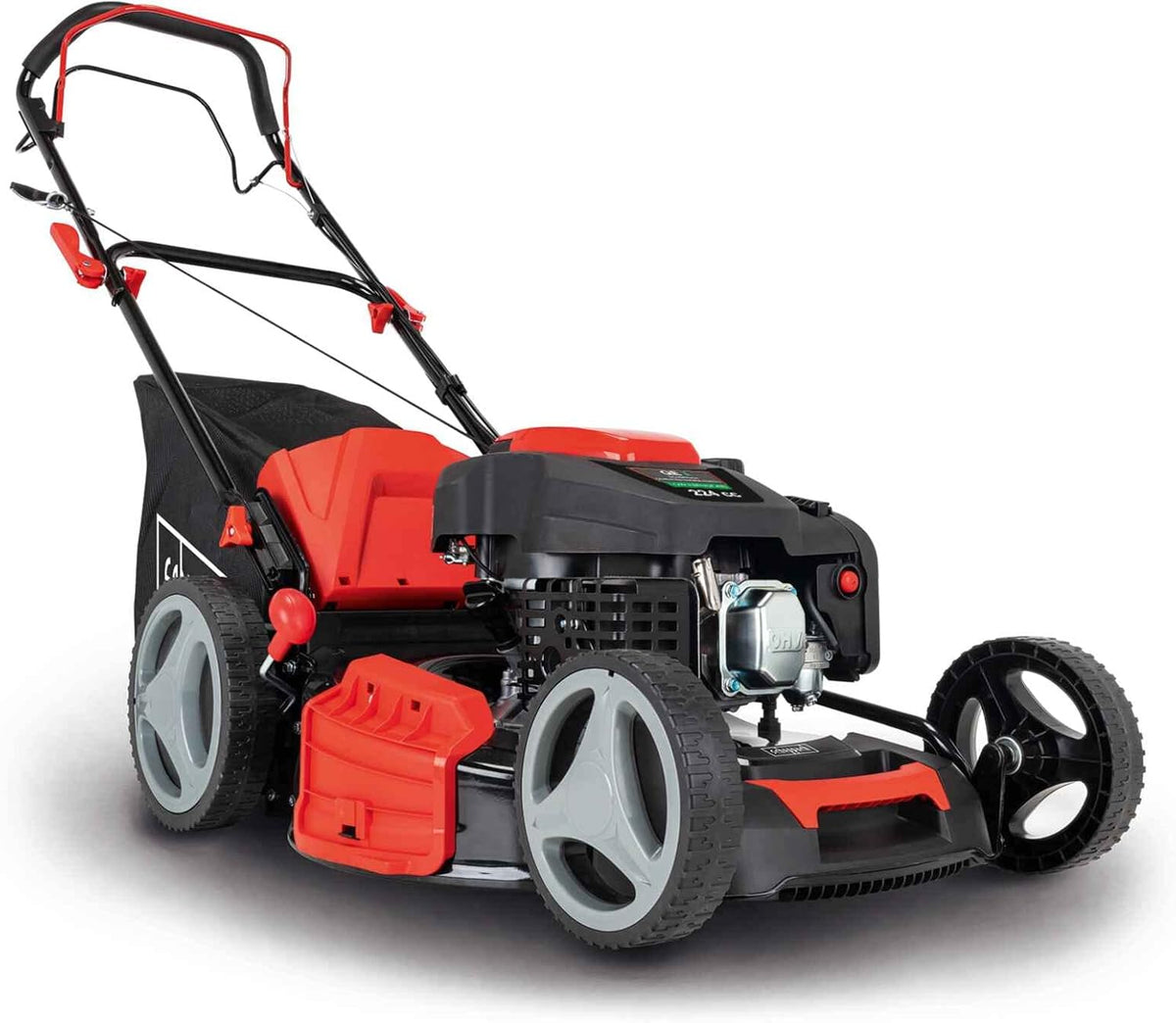 Corta-relva, Scheppach, MS225-53, 6PS, 53 cm, 56 cm, 65 L, com rodas, aço, Vermelho / Preto, para utilização no exterior