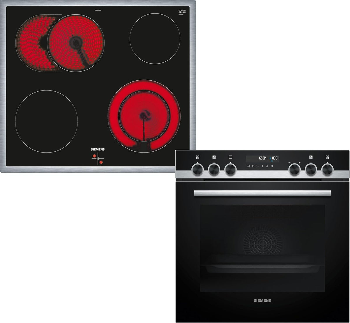 Siemens, Fogão, PQ521KB11, 60 cm, 60 × 60 cm, classe energética A+, com função de autolimpeza, aço inoxidável, aço, Preto / Edelstahl, para uso diário