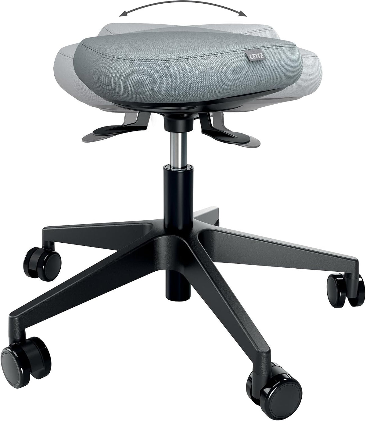Banco de escritório, Leitz, Ergo, 60 cm, 110 kg, 60 × 47 × 60 cm, dobrável, altura regulável, regulável, tecido, Cinzento / Preto, para uso diário