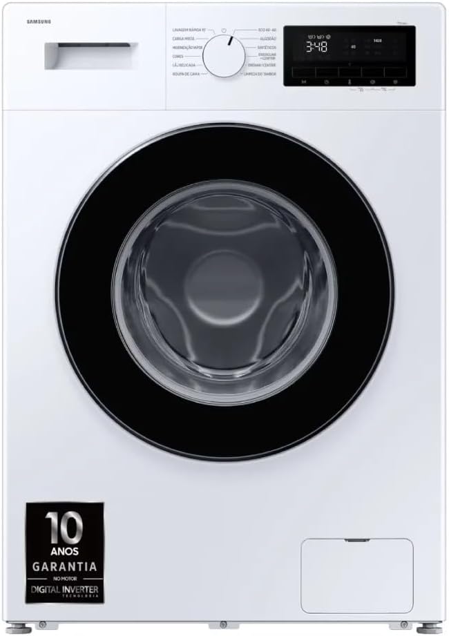 Samsung, Máquina de lavar roupa, WW90FG3M05AWEP, aço, Branco / Preto, para uso diário