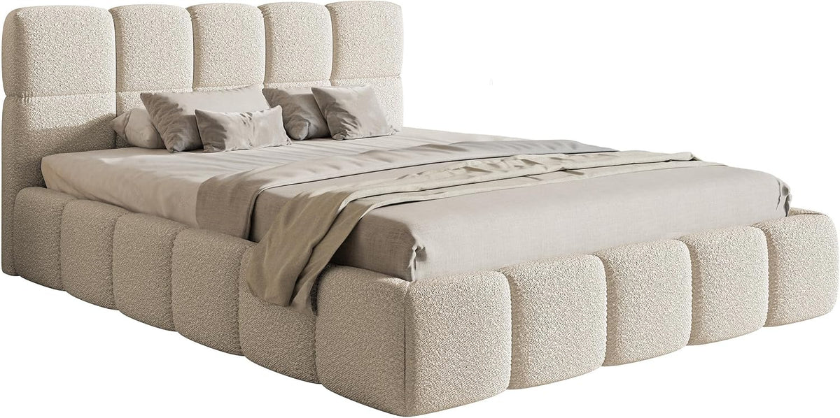 Cama, Selsey, Bett, 200 cm, 180 × 200 cm, 96 cm, 218 cm, 1,5 cm, madeira, painel de madeira, HellBege, para o quarto