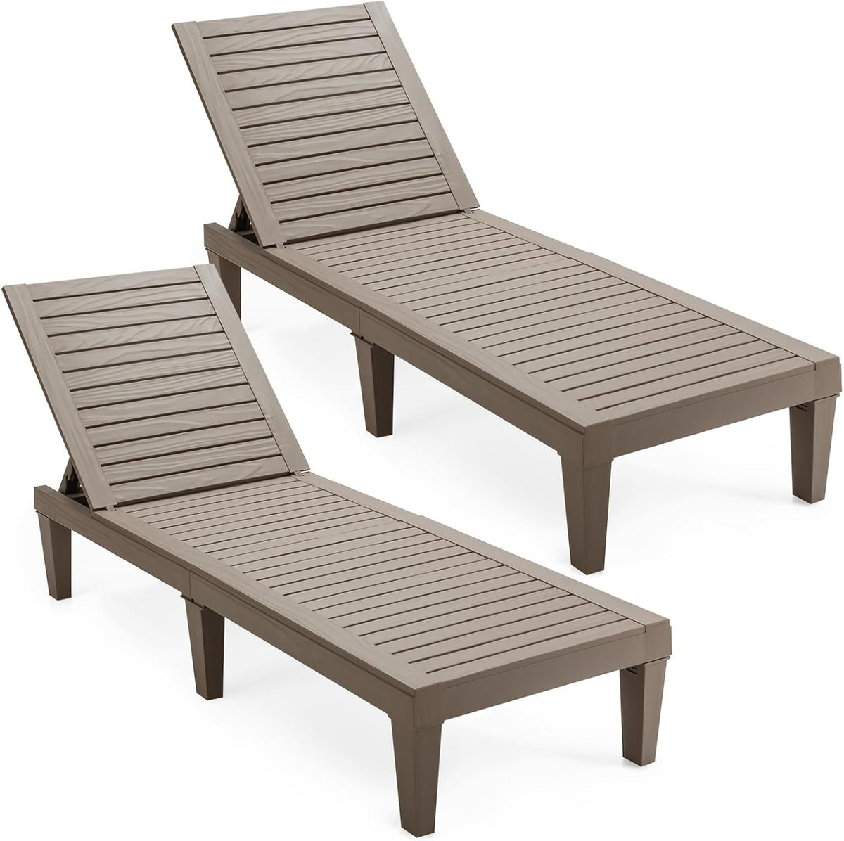 Espreguiçadeira, COSTWAY, 2er, 180 kg, 29 cm, 190 × 57,5 × 29 cm, regulável, madeira, plástico, Taupe, para uso diário