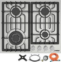 Placa de cozinha, Phönix Germany, PS-604L, 604L, 60cm, 7.80 kW, 1,75 kW, 3.3 kW, aço inoxidável, aço, Prateado / Preto, para a cozinha