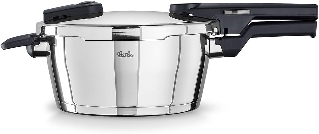 Panela de pressão, Fissler, Vitaquick/Schnellkochtopf, 3,5 L, 22 cm, aço inoxidável, aço, Prateado / Preto, para a cozinha