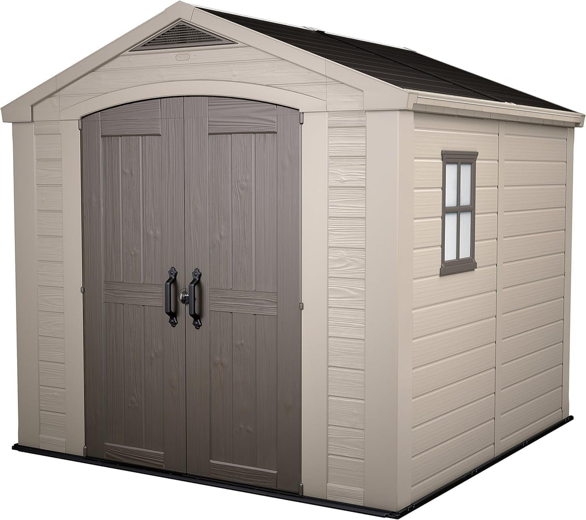 Abrigo de jardim, Keter, Ger, 243 cm, 238.5 cm, 255 cm, 191 cm, 61 cm, resistente à água, aço inoxidável, aço, Bege / Taupe