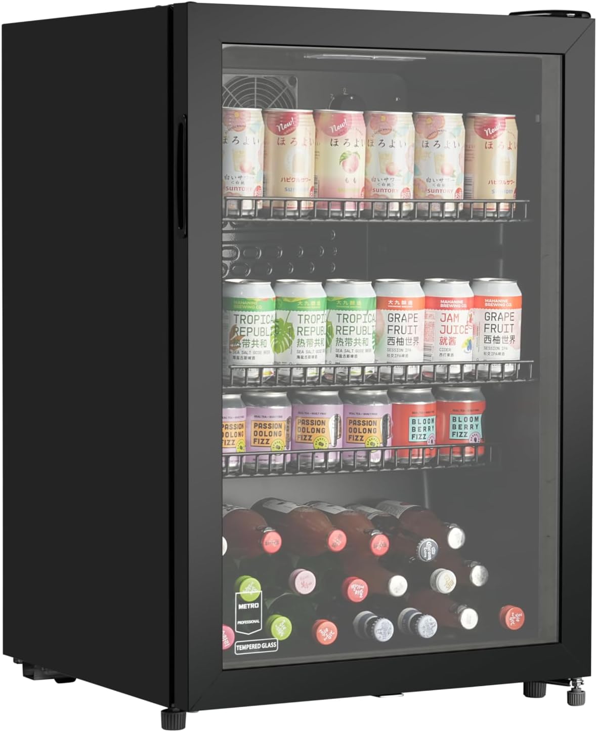 Frigorífico para bebidas, METRO Professional, Getr, 84 cm, 118 L, 54.5 × 54 × 84 cm, 30kg, regulável, Preto, para uso diário