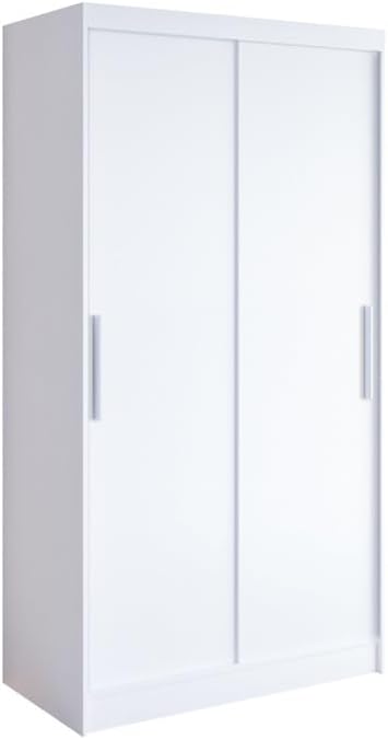 Roupeiro, Easy4You, 100 cm, 100 × 200 × 58 cm, 200 cm, 58 cm, com portas, alumínio, Branco, para o quarto