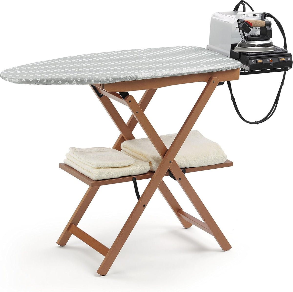 Mesa, Arredamenti Italia, 45 cm, 12 cm, 46 cm, 87 cm, 28 cm, dobrável, altura regulável, regulável, madeira, poliéster, Cinzento / Buche / Kirschbaum