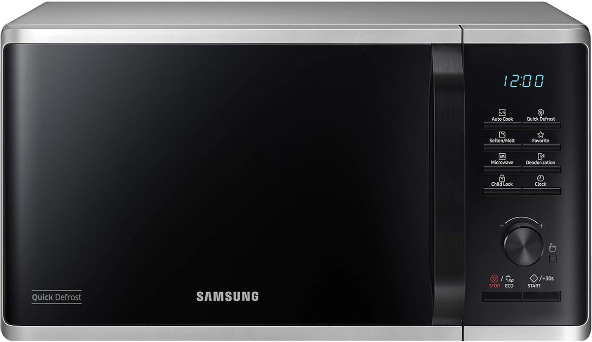 Samsung, Micro-ondas, MS2AK3515AS/EG, 800 W, 23 l, 48,9 cm, Preto / Prateado, para a cozinha