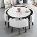 Mesa de jantar, AMZSEW, 90cm, com portas, madeira, pele sintética, Branco / Preto, para uso diário