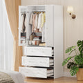 Roupeiro, VOWNER, 80 × 180 × 48 cm, com gavetas, com portas, madeira, Branco, para o quarto