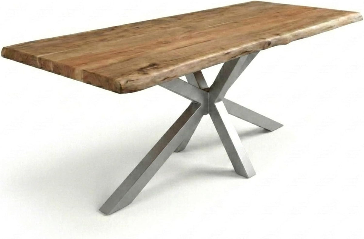 Mesa de jantar, SAM, Esstisch, 100 cm, 220 × 100 cm, com portas, madeira, plástico, Naturalfarben / Prateado, para uso diário