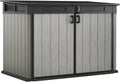 Abrigo de jardim, Keter, Grande, 132,5 cm, 190,5 × 109,3 × 132,5 cm, 2020 L, 240 L, 123,6 cm, regulável, madeira, plástico, Cinzento / Castanho