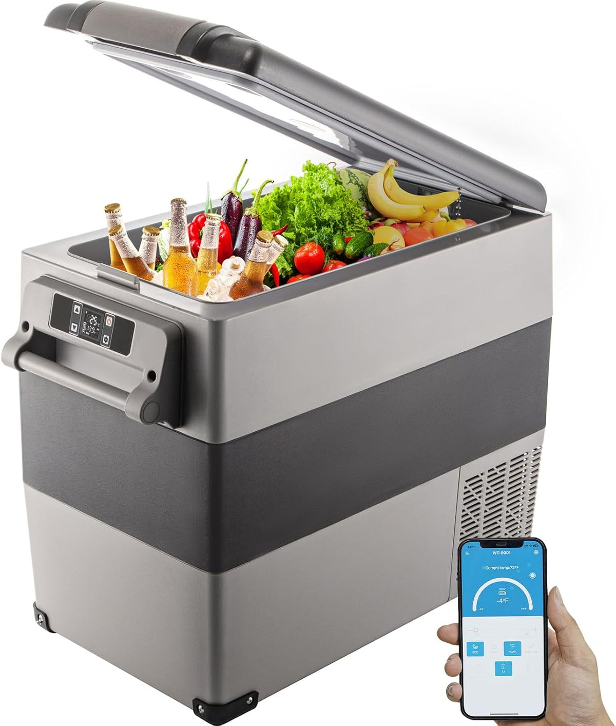 VEVOR, Geleira portátil, 55 L, 20 a, com comando à distância, com iluminação LED, Multicolor, para uso diário