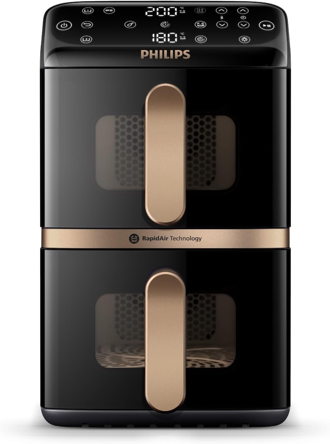 PHILIPS, Fritadeira de ar quente, Airfryer, 10L, 6 programas, com temporizador, Preto / Dourado, para a cozinha