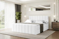 Cama box spring, ALTDECOR, Boxspringbett, 4 cm, 390 g, com colchão, madeira, pele sintética, Branco, para o quarto