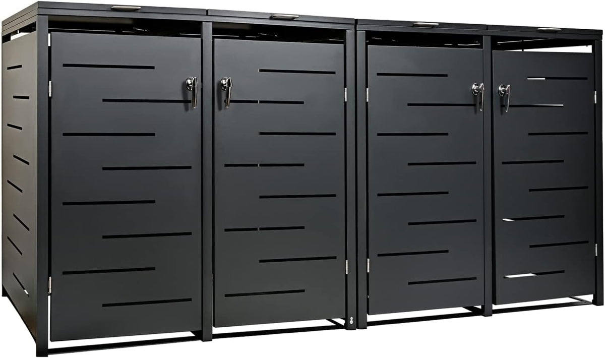 Abrigo para contentores, STILISTA, 116 cm, 265 × 80 × 116 cm, metal, Antracite, para utilização no exterior