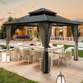 Tenda de jardim, UDPATIO, 3x3, 3 × 3 m, 6 × 6 cm, resistente à água, com temporizador, Cinzento, para utilização no exterior