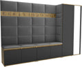 Roupeiro, Brent, 290 cm, 100 cm, 200 cm, 150 cm, 190 cm, com prateleiras, madeira, Cinzento / Preto / Holz, para o quarto