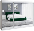 Roupeiro, A&J MöbelLand, Schwebet, 200 cm, com gavetas, com prateleiras, com portas, alumínio, Branco, para o quarto
