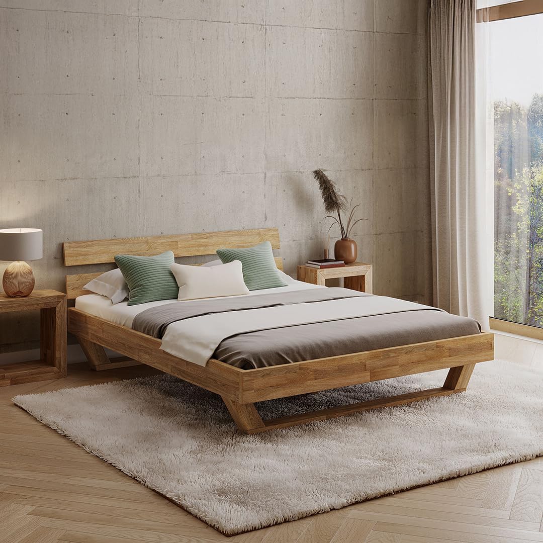 Cama, skølm, Nornir, 160 × 200 cm, com portas, madeira, Eiche, para o quarto