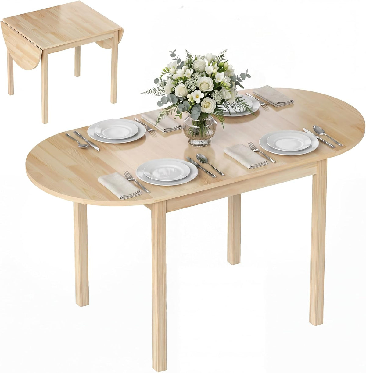 HOMCOM, Mesa de jantar, Esstisch, 75 cm, 140 × 70 × 75 cm, 140L, 80L, 50 kg, dobrável, com portas, madeira, Naturalholz, para uso diário